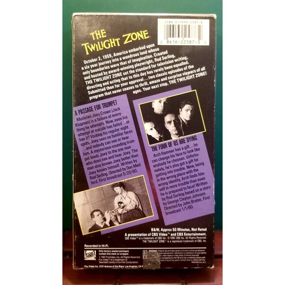 The Twilight Zone Original TV Show Vol. 7 2 Episodes 1991 VHS Rod Serling - Picture 2 of 3